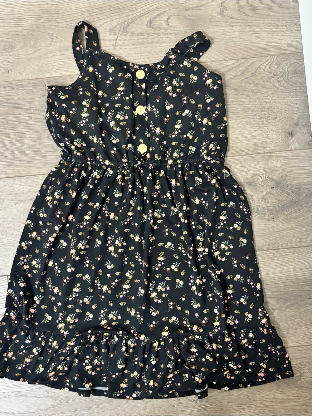 Love Squared Black Floral Button-Front Ruffle Sundress